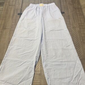 Light Blue Striped Wide Leg Pants